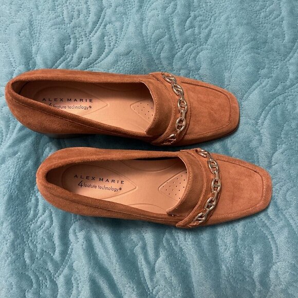 Alex Marie Women's Farin Loafer Pilgrim Heels , Shoes Brown Leather Suede Sz 8.5 - Picture 6 of 16